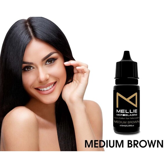 Mellie Microblading Pigment Medium Brown 10 ml/.35 fl oz No Mixing Long Lasting - Picture 2 of 9